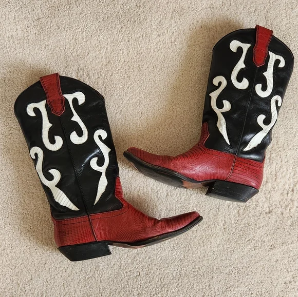90s Nine West Rodeo Cowgirl boho Western Grunge Leather Boots Romnee 8 - Picture 7 of 12